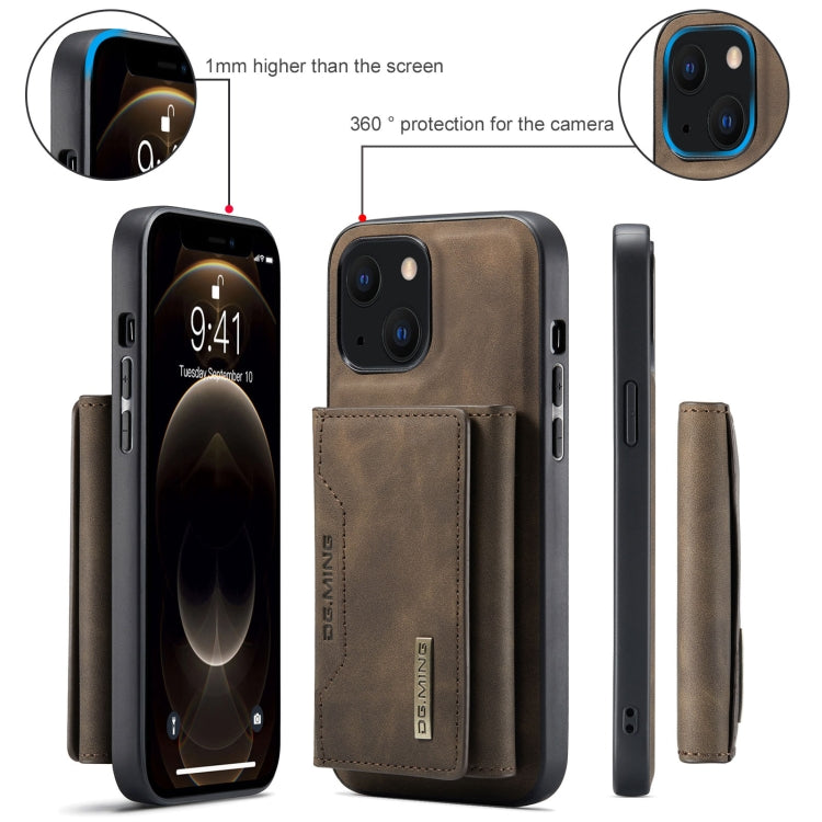 For iPhone 13 DG.MING M2 Series 3-Fold Card Bag Shockproof Case with Wallet & Holder Function(Coffee) - HoMEdemic™ 