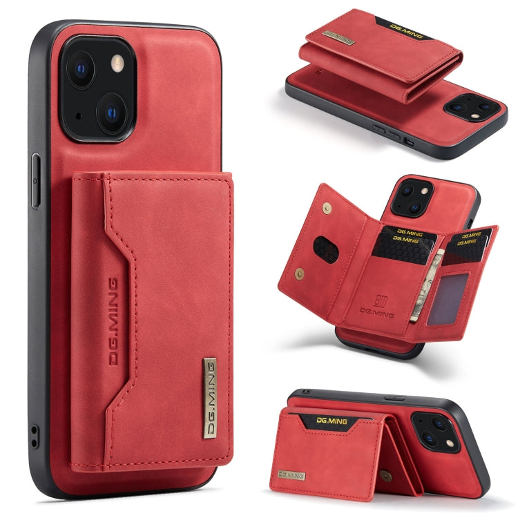 For iPhone 13 DG.MING M2 Series 3-Fold Card Bag Shockproof Case with Wallet & Holder Function(Red) - HoMEdemic™ 