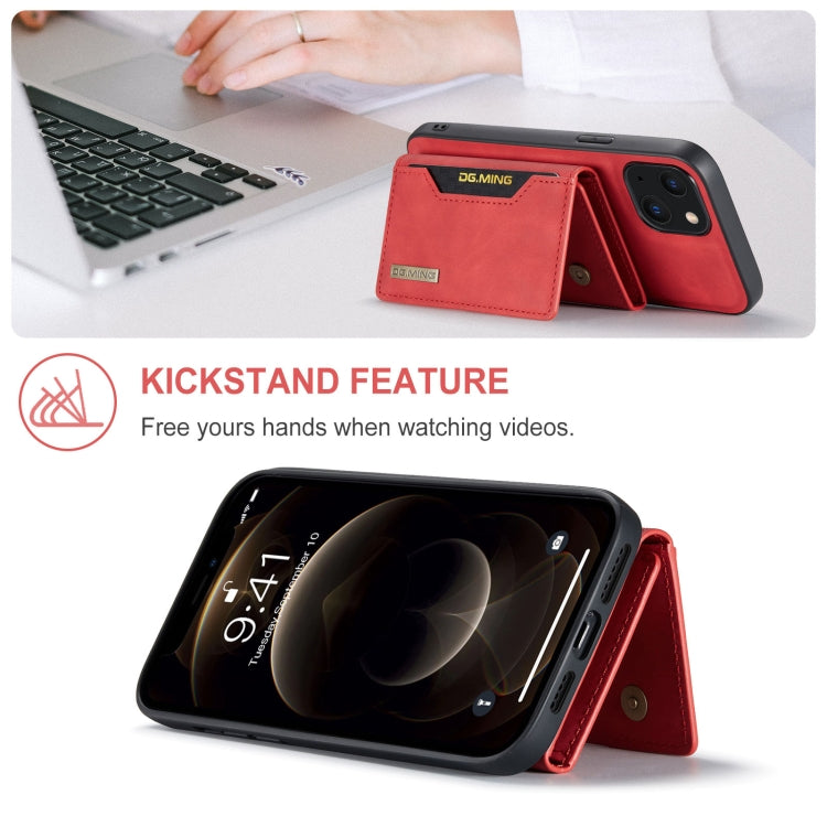 For iPhone 13 DG.MING M2 Series 3-Fold Card Bag Shockproof Case with Wallet & Holder Function(Red) - HoMEdemic™ 