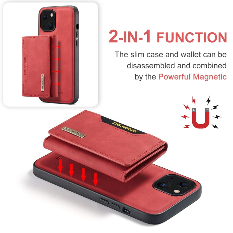 For iPhone 13 DG.MING M2 Series 3-Fold Card Bag Shockproof Case with Wallet & Holder Function(Red) - HoMEdemic™ 