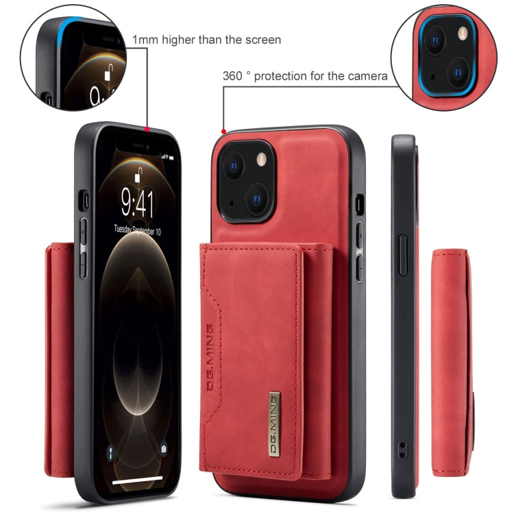 For iPhone 13 DG.MING M2 Series 3-Fold Card Bag Shockproof Case with Wallet & Holder Function(Red) - HoMEdemic™ 