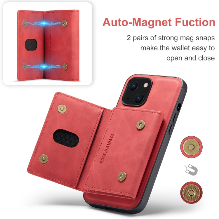 For iPhone 13 DG.MING M2 Series 3-Fold Card Bag Shockproof Case with Wallet & Holder Function(Red) - HoMEdemic™ 