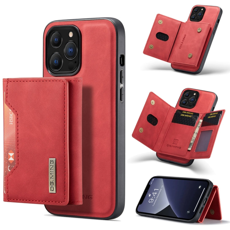 For iPhone 13 Pro DG.MING M2 Series 3-Fold Card Bag Shockproof Case with Wallet & Holder Function (Red) - HoMEdemic™ 