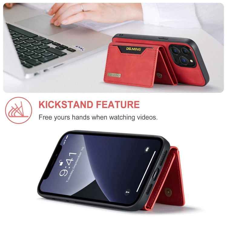 For iPhone 13 Pro DG.MING M2 Series 3-Fold Card Bag Shockproof Case with Wallet & Holder Function (Red) - HoMEdemic™ 