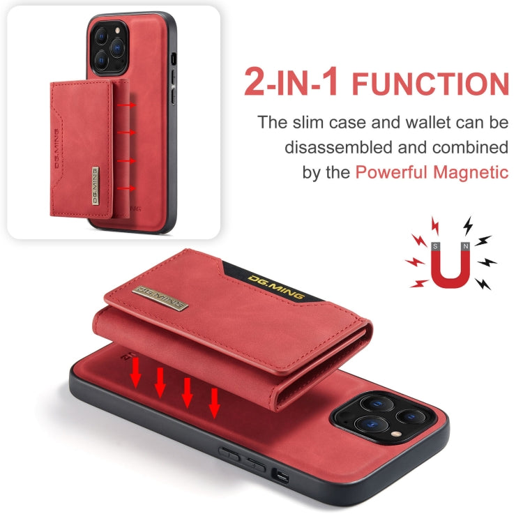 For iPhone 13 Pro DG.MING M2 Series 3-Fold Card Bag Shockproof Case with Wallet & Holder Function (Red) - HoMEdemic™ 