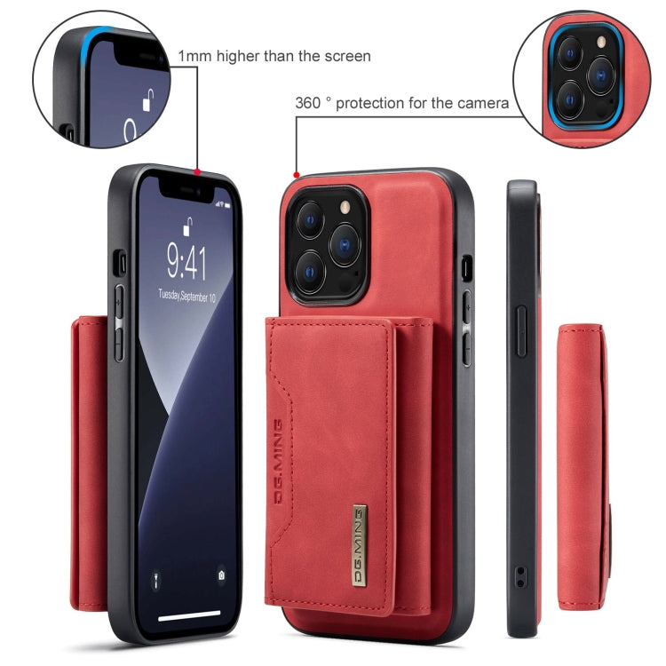 For iPhone 13 Pro DG.MING M2 Series 3-Fold Card Bag Shockproof Case with Wallet & Holder Function (Red) - HoMEdemic™ 