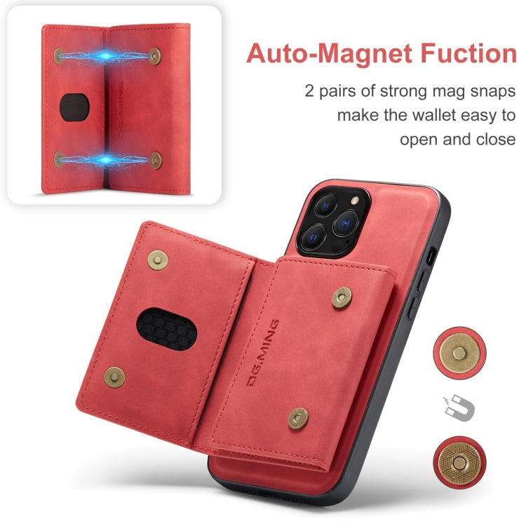 For iPhone 13 Pro DG.MING M2 Series 3-Fold Card Bag Shockproof Case with Wallet & Holder Function (Red) - HoMEdemic™ 