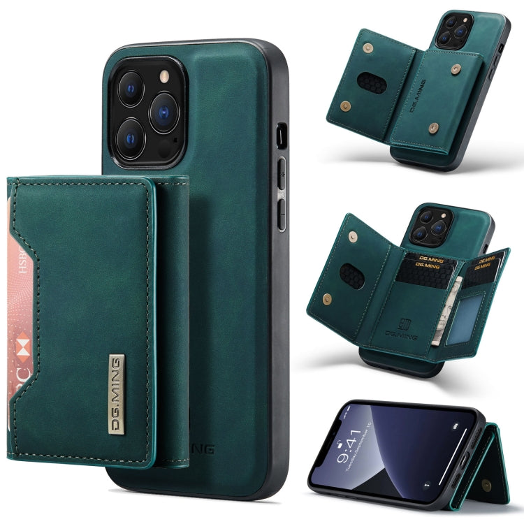 For iPhone 13 Pro DG.MING M2 Series 3-Fold Card Bag Shockproof Case with Wallet & Holder Function (Green) - HoMEdemic™ 