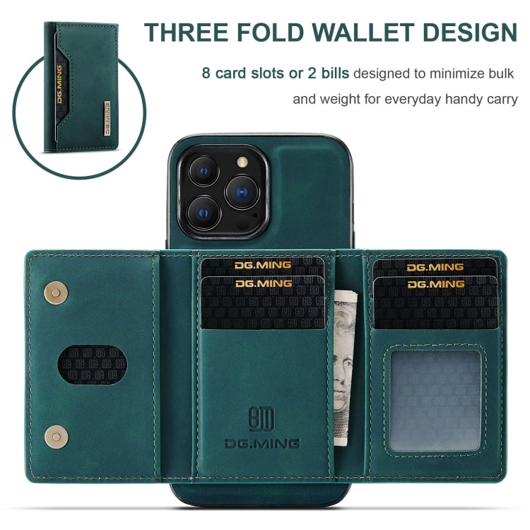 For iPhone 13 Pro DG.MING M2 Series 3-Fold Card Bag Shockproof Case with Wallet & Holder Function (Green) - HoMEdemic™ 