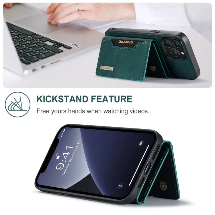 For iPhone 13 Pro Max DG.MING M2 Series 3-Fold Card Bag Shockproof Case with Wallet & Holder Function (Green) - HoMEdemic™ 