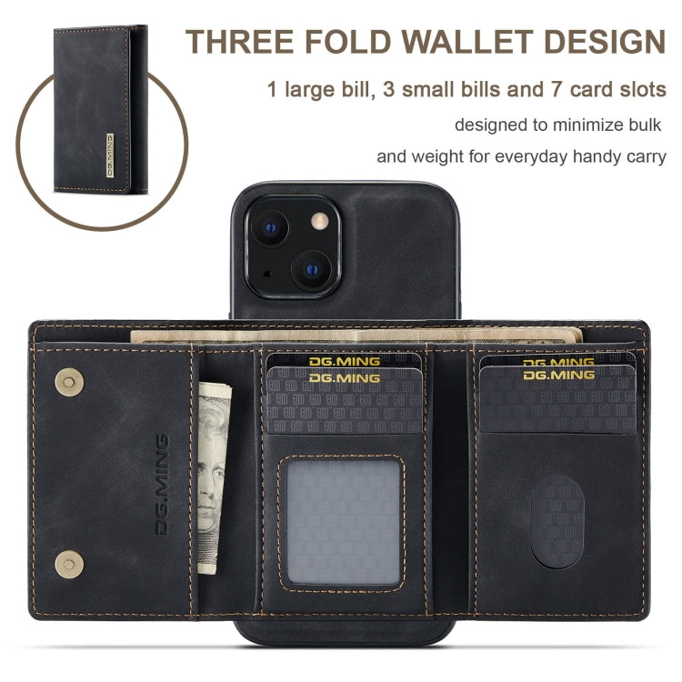 For iPhone 13 mini DG.MING M1 Series 3-Fold Multi Card Wallet Shockproof Case with Holder Function (Black) - HoMEdemic™ 