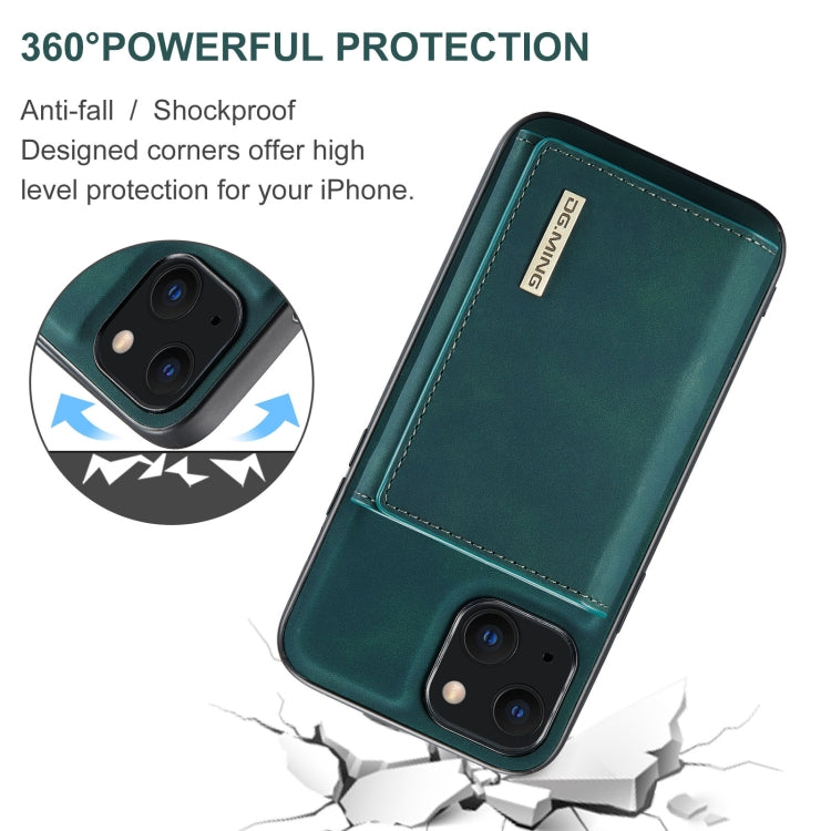 For iPhone 13 mini DG.MING M1 Series 3-Fold Multi Card Wallet Shockproof Case with Holder Function (Green) - HoMEdemic™ 