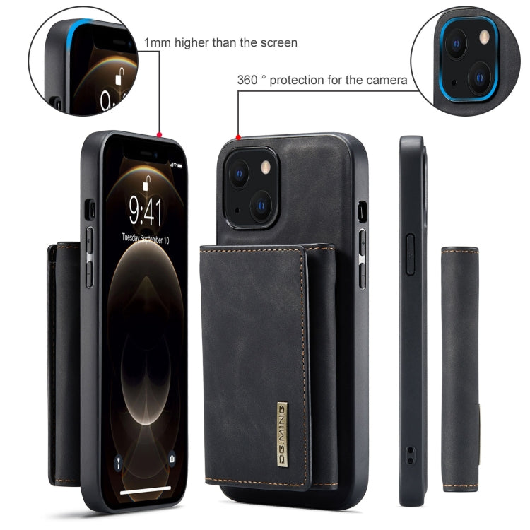 For iPhone 13 DG.MING M1 Series 3-Fold Multi Card Wallet Shockproof Case with Holder Function (Black) - HoMEdemic™ 