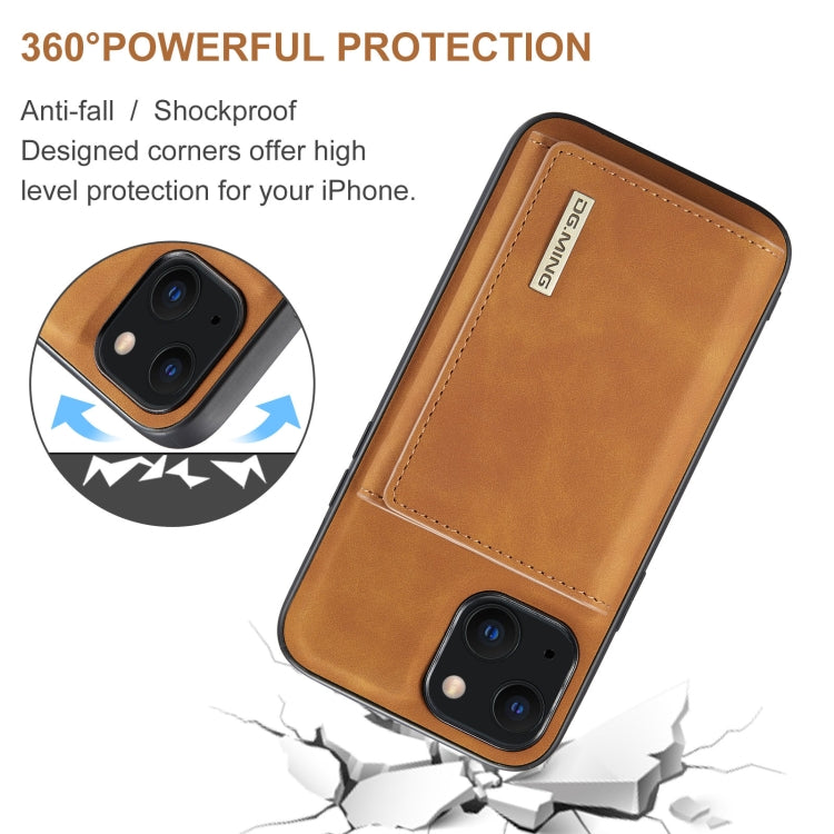 For iPhone 13 DG.MING M1 Series 3-Fold Multi Card Wallet Shockproof Case with Holder Function (Brown) - HoMEdemic™ 