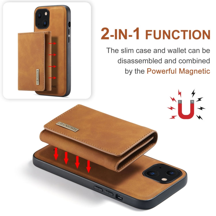 For iPhone 13 DG.MING M1 Series 3-Fold Multi Card Wallet Shockproof Case with Holder Function (Brown) - HoMEdemic™ 