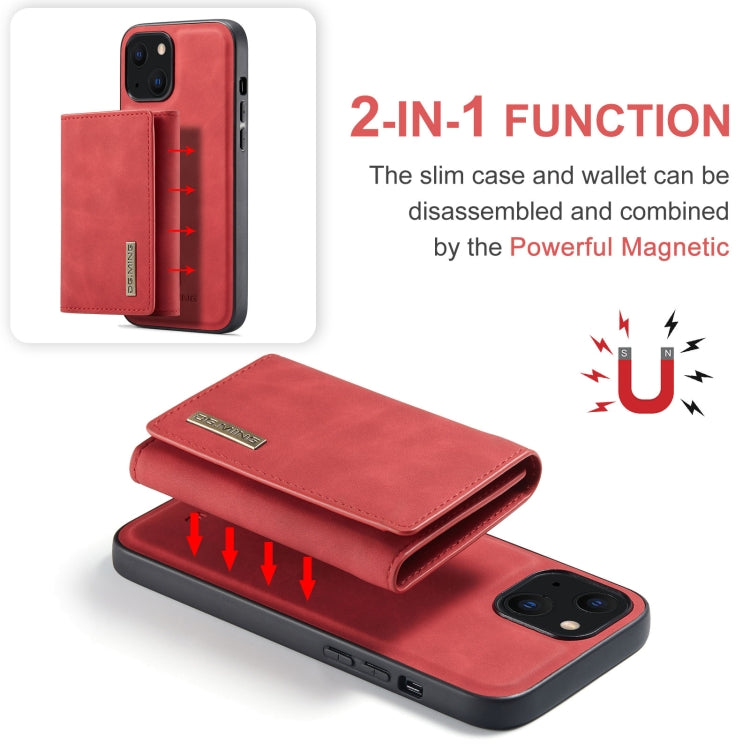 For iPhone 13 DG.MING M1 Series 3-Fold Multi Card Wallet Shockproof Case with Holder Function (Red) - HoMEdemic™ 
