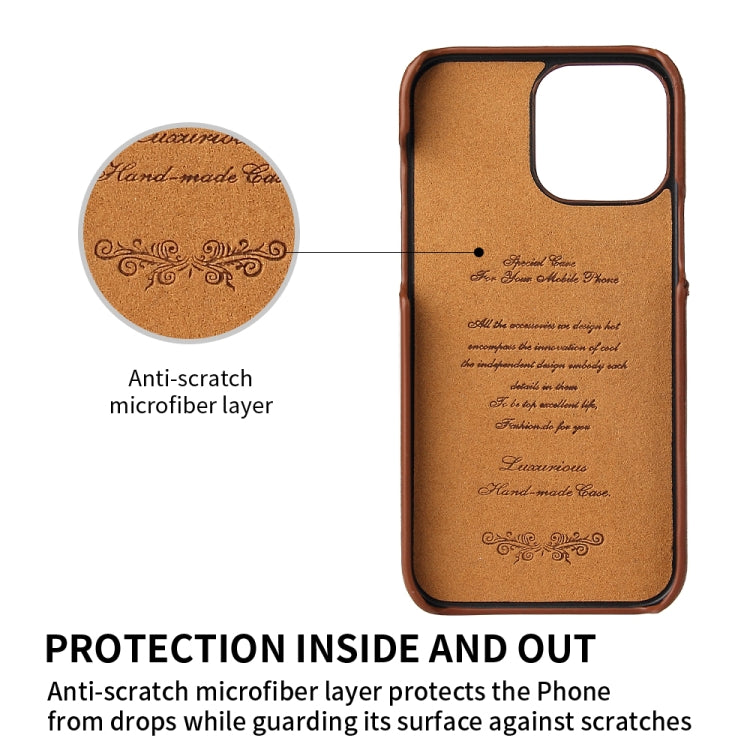 For iPhone 13 Pro Fierre Shann Oil Wax Texture Genuine Leather Back Cover Case with 360 Degree Rotation Holder & Card Slot (Brown) - HoMEdemic™ 