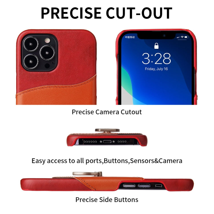 For iPhone 13 Pro Fierre Shann Oil Wax Texture Genuine Leather Back Cover Case with 360 Degree Rotation Holder & Card Slot (Red) - HoMEdemic™ 