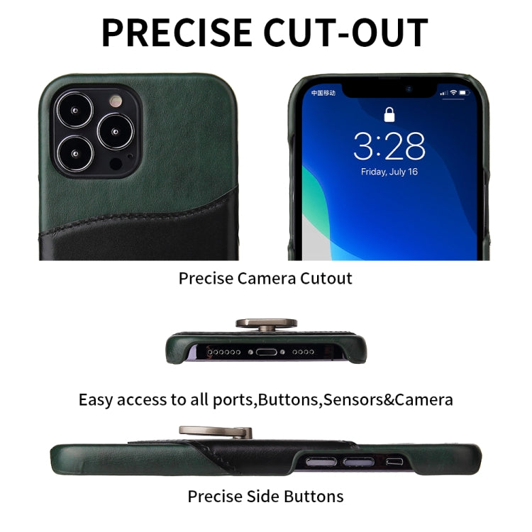 For iPhone 13 Pro Fierre Shann Oil Wax Texture Genuine Leather Back Cover Case with 360 Degree Rotation Holder & Card Slot (Black) - HoMEdemic™ 