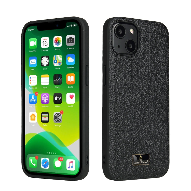 For iPhone 13 mini Fierre Shann Leather Texture Phone Back Cover Case (Lychee Black) - HoMEdemic™ 