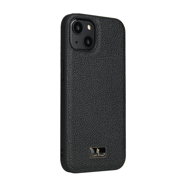 For iPhone 13 mini Fierre Shann Leather Texture Phone Back Cover Case (Lychee Black) - HoMEdemic™ 