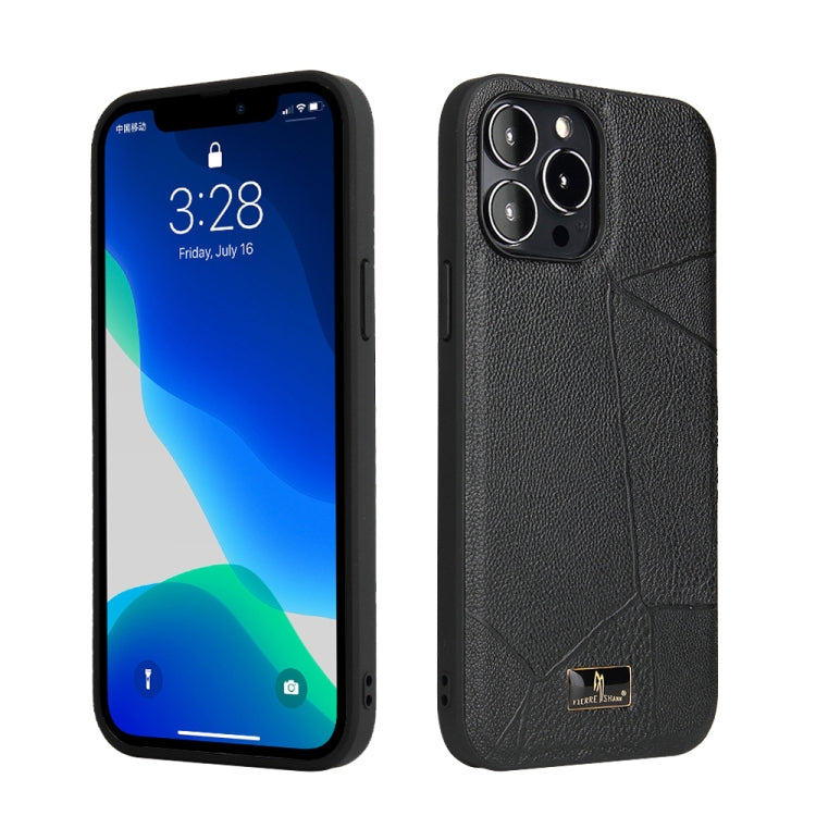For iPhone 13 Pro Fierre Shann Leather Texture Phone Back Cover Case (Ox Tendon Black) - HoMEdemic™ 
