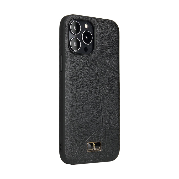 For iPhone 13 Pro Fierre Shann Leather Texture Phone Back Cover Case (Ox Tendon Black) - HoMEdemic™ 