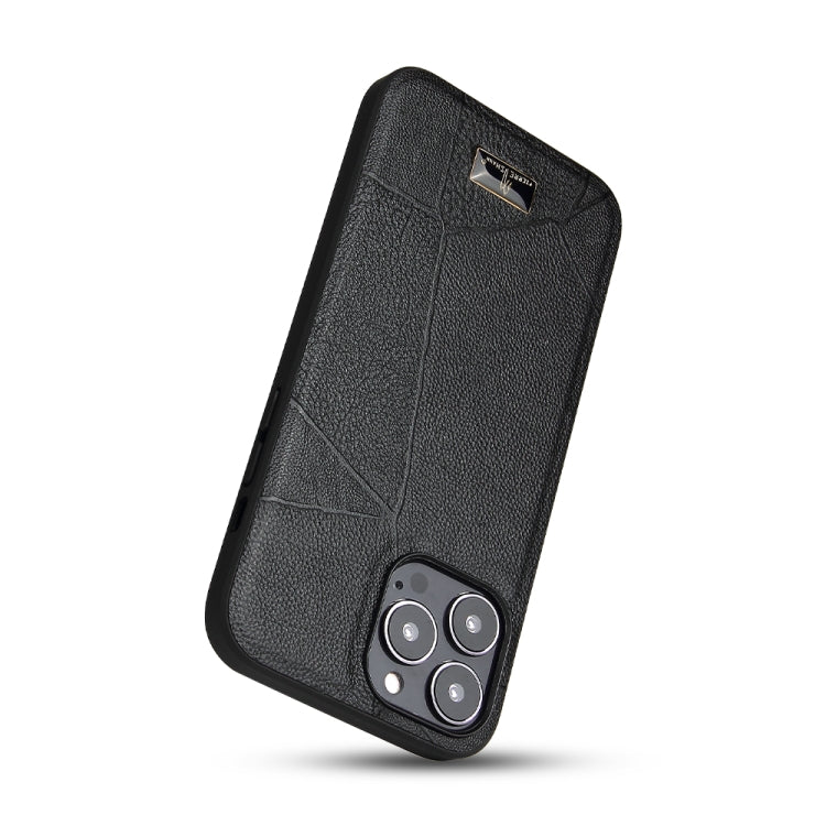 For iPhone 13 Pro Fierre Shann Leather Texture Phone Back Cover Case (Ox Tendon Black) - HoMEdemic™ 