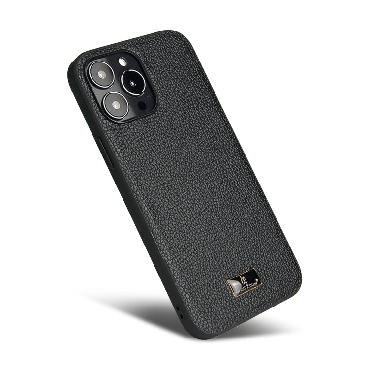 For iPhone 13 Pro Fierre Shann Leather Texture Phone Back Cover Case (Lychee Black) - HoMEdemic™ 