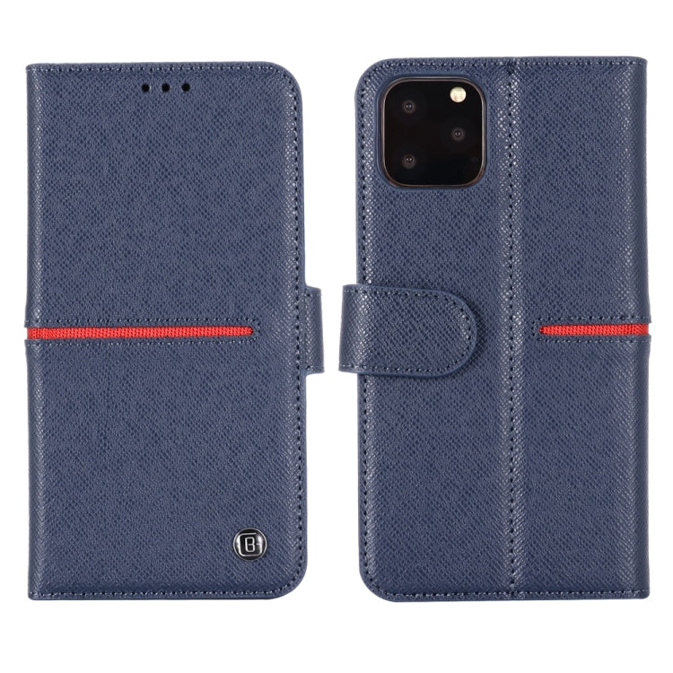 For iPhone 11 GEBEI Top-grain Leather Horizontal Flip Protective Case with Holder & Card Slots & Wallet & Photo Frame(Blue) - HoMEdemic™ 