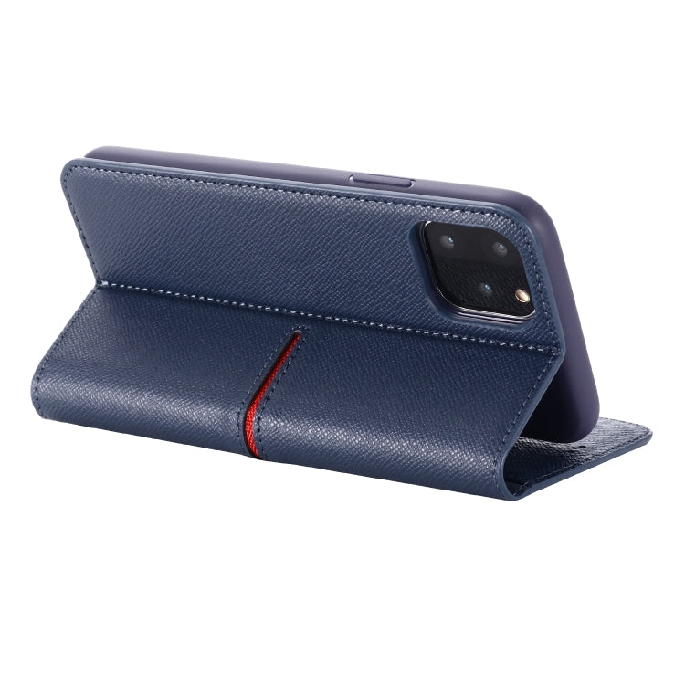 For iPhone 11 GEBEI Top-grain Leather Horizontal Flip Protective Case with Holder & Card Slots & Wallet & Photo Frame(Blue) - HoMEdemic™ 