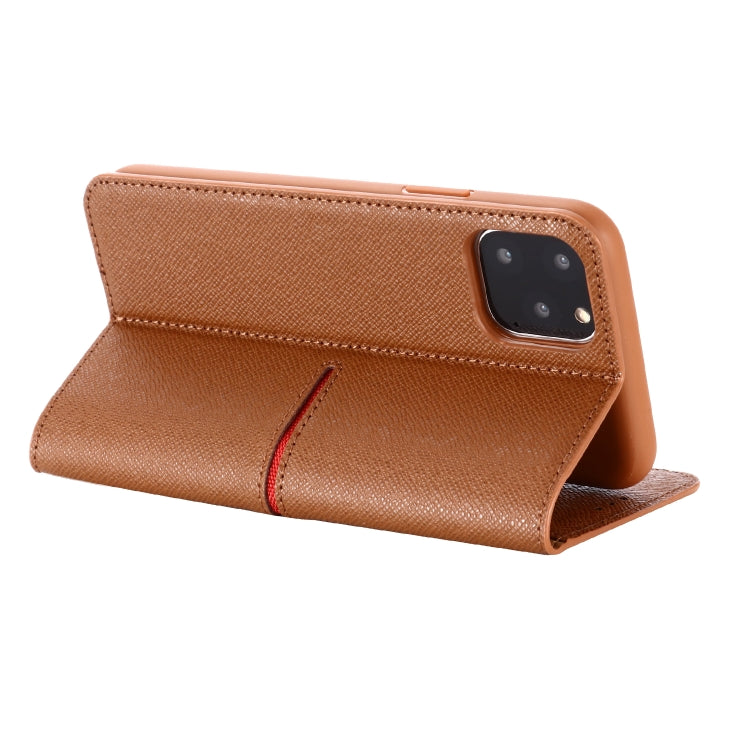 For iPhone 11 GEBEI Top-grain Leather Horizontal Flip Protective Case with Holder & Card Slots & Wallet & Photo Frame(Brown) - HoMEdemic™ 