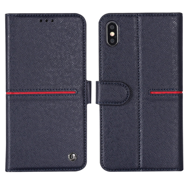 For iPhone XS / X GEBEI Top-grain Leather Horizontal Flip Protective Case with Holder & Card Slots & Wallet & Photo Frame(Blue) - HoMEdemic™ 