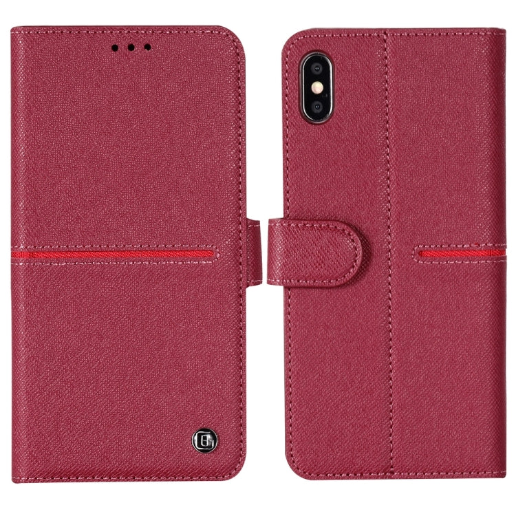 For iPhone XS / X GEBEI Top-grain Leather Horizontal Flip Protective Case with Holder & Card Slots & Wallet & Photo Frame(Red Wine) - HoMEdemic™ 