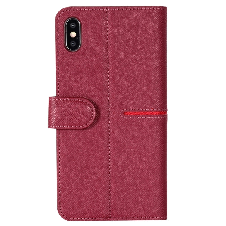 For iPhone XS / X GEBEI Top-grain Leather Horizontal Flip Protective Case with Holder & Card Slots & Wallet & Photo Frame(Red Wine) - HoMEdemic™ 