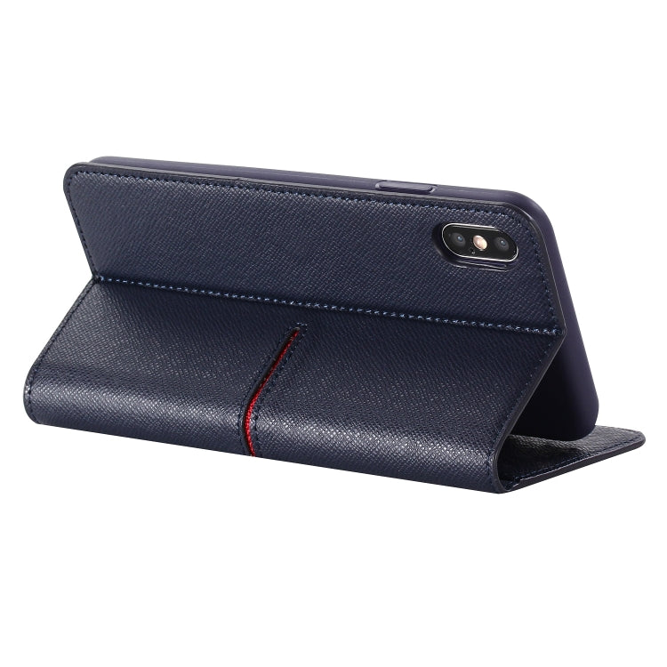 For iPhone XS Max GEBEI Top-grain Leather Horizontal Flip Protective Case with Holder & Card Slots & Wallet & Photo Frame(Blue) - HoMEdemic™ 
