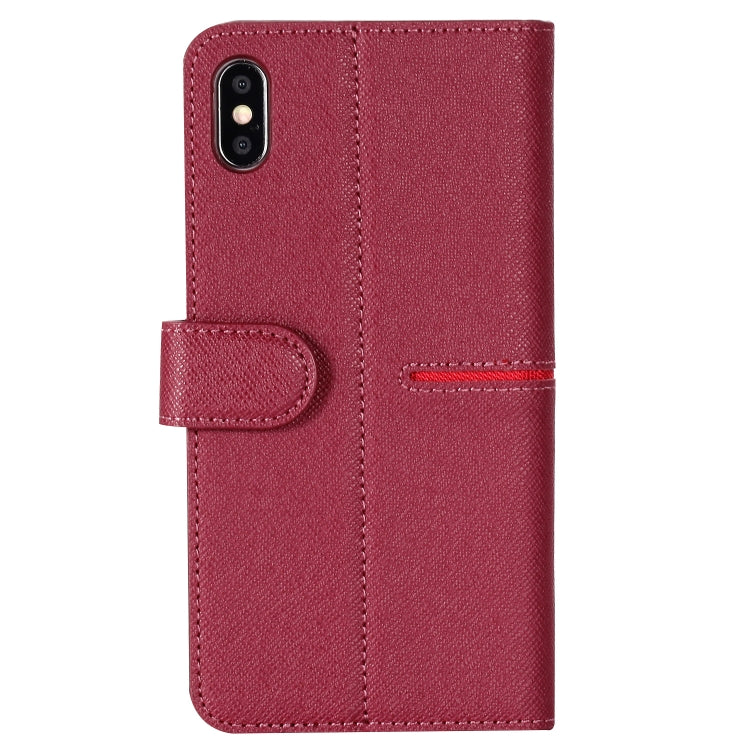 For iPhone XS Max GEBEI Top-grain Leather Horizontal Flip Protective Case with Holder & Card Slots & Wallet & Photo Frame(Red Wine) - HoMEdemic™ 