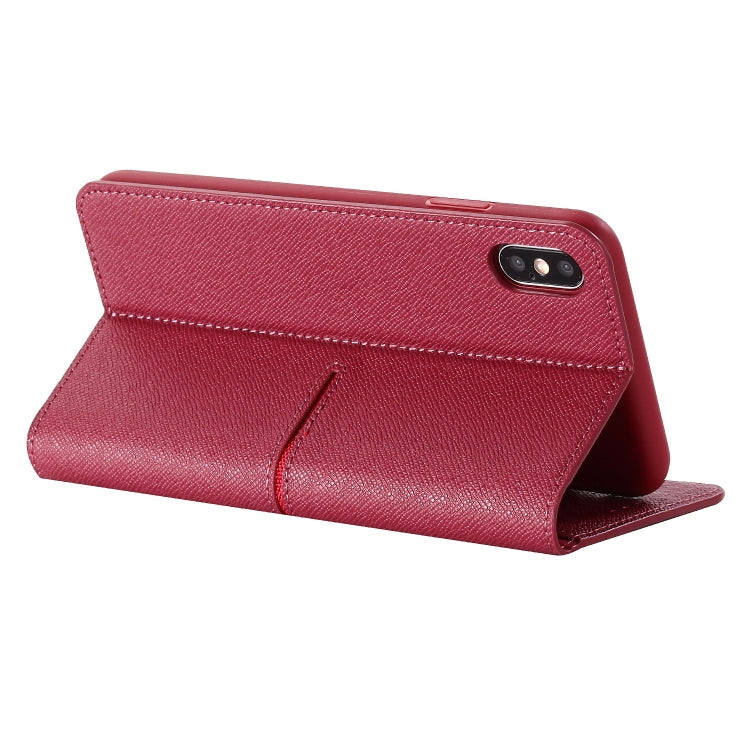 For iPhone XS Max GEBEI Top-grain Leather Horizontal Flip Protective Case with Holder & Card Slots & Wallet & Photo Frame(Red Wine) - HoMEdemic™ 