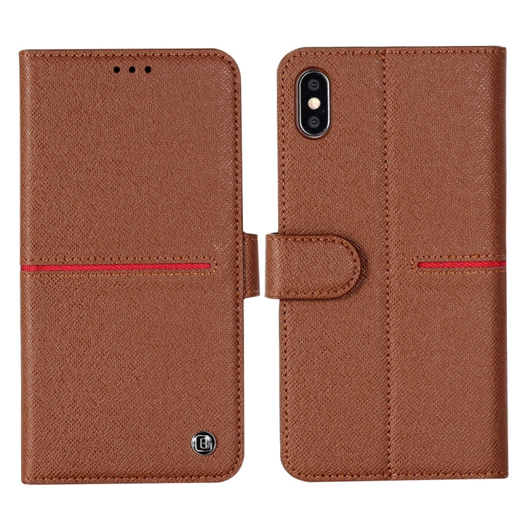 For iPhone XS Max GEBEI Top-grain Leather Horizontal Flip Protective Case with Holder & Card Slots & Wallet & Photo Frame(Brown) - HoMEdemic™ 