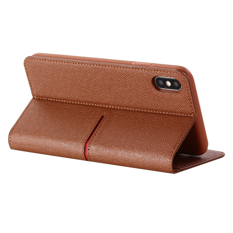 For iPhone XS Max GEBEI Top-grain Leather Horizontal Flip Protective Case with Holder & Card Slots & Wallet & Photo Frame(Brown) - HoMEdemic™ 