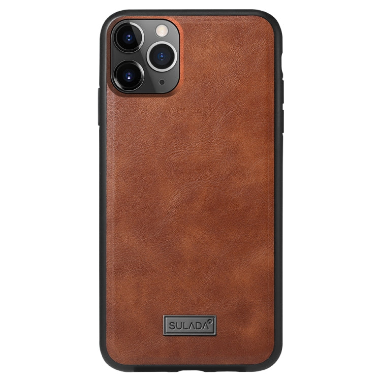 For iPhone 11 Pro Max SULADA Shockproof TPU + Handmade Leather Protective Case(Brown) - HoMEdemic™ 