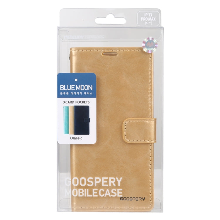 For iPhone 13 Pro GOOSPERY BLUE MOON Crazy Horse Texture Horizontal Flip Leather Case with Holder & Card Slot & Wallet (Gold) - HoMEdemic™ 