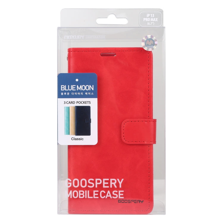 For iPhone 13 Pro GOOSPERY BLUE MOON Crazy Horse Texture Horizontal Flip Leather Case with Holder & Card Slot & Wallet (Red) - HoMEdemic™ 