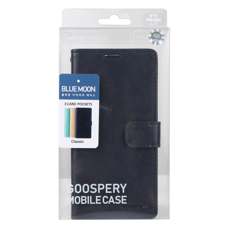 For iPhone 13 Pro GOOSPERY BLUE MOON Crazy Horse Texture Horizontal Flip Leather Case with Holder & Card Slot & Wallet (Dark Blue) - HoMEdemic™ 
