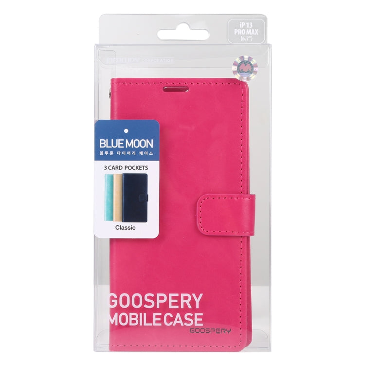 For iPhone 13 Pro GOOSPERY BLUE MOON Crazy Horse Texture Horizontal Flip Leather Case with Holder & Card Slot & Wallet (Rose Red) - HoMEdemic™ 