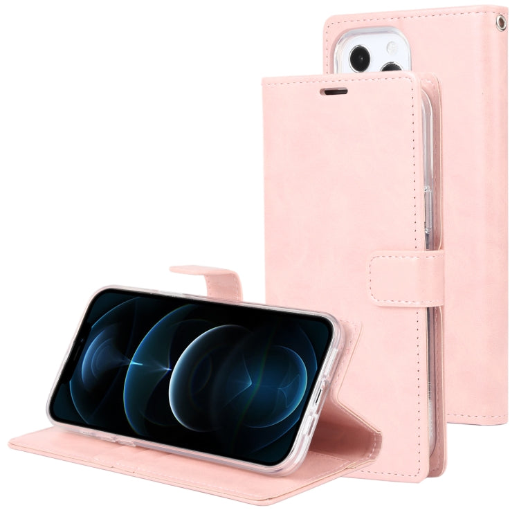 For iPhone 13 Pro GOOSPERY BLUE MOON Crazy Horse Texture Horizontal Flip Leather Case with Holder & Card Slot & Wallet (Rose Gold) - HoMEdemic™ 