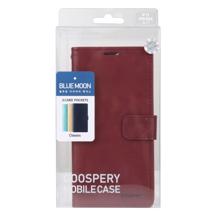 For iPhone 13 Pro GOOSPERY BLUE MOON Crazy Horse Texture Horizontal Flip Leather Case with Holder & Card Slot & Wallet (Wine Red) - HoMEdemic™ 