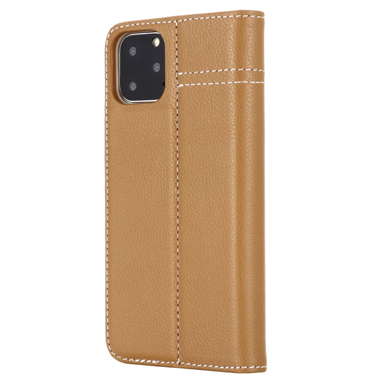 For iPhone 11 Pro GEBEI Top-grain Leather Horizontal Flip Protective Case with Holder & Card Slots(Khaki) - HoMEdemic™ 