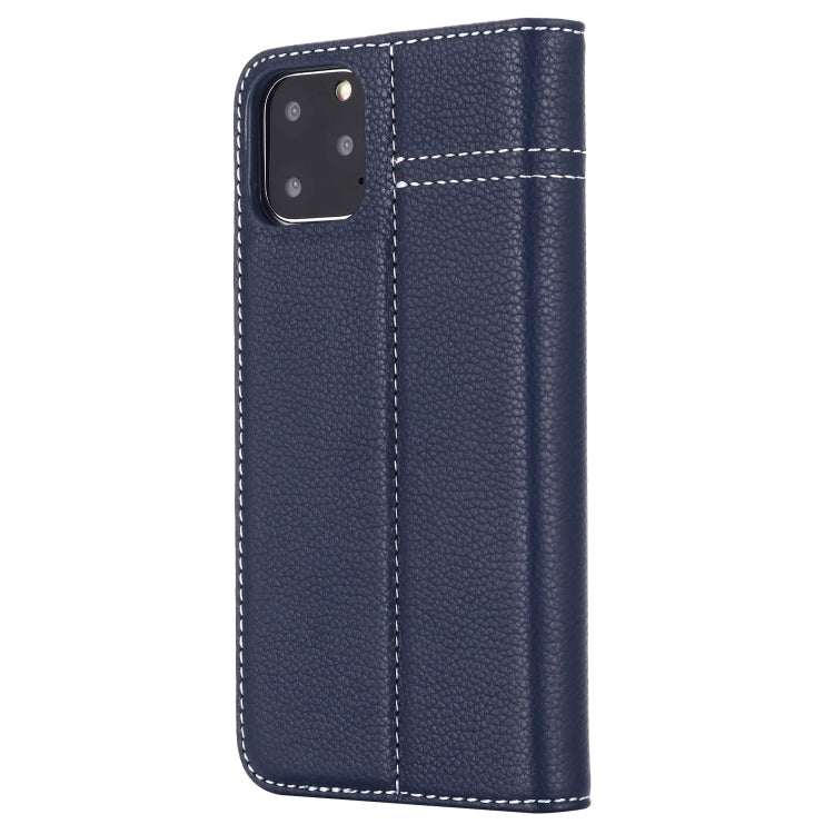 For iPhone 11 Pro GEBEI Top-grain Leather Horizontal Flip Protective Case with Holder & Card Slots(Blue) - HoMEdemic™ 