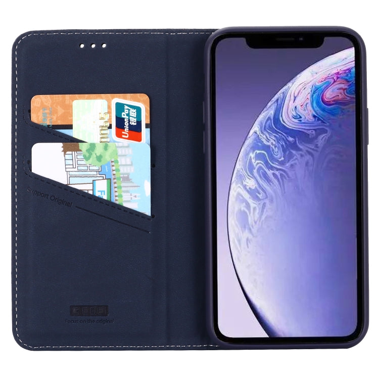 For iPhone 11 Pro GEBEI Top-grain Leather Horizontal Flip Protective Case with Holder & Card Slots(Blue) - HoMEdemic™ 